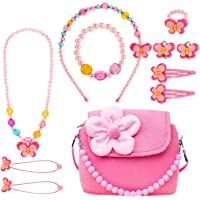 Niñas Bolso Joyas para niños Bolso Bandolera Niña de Peluche Lindos para niñas con Collar Pulsera Anillo y aretes…